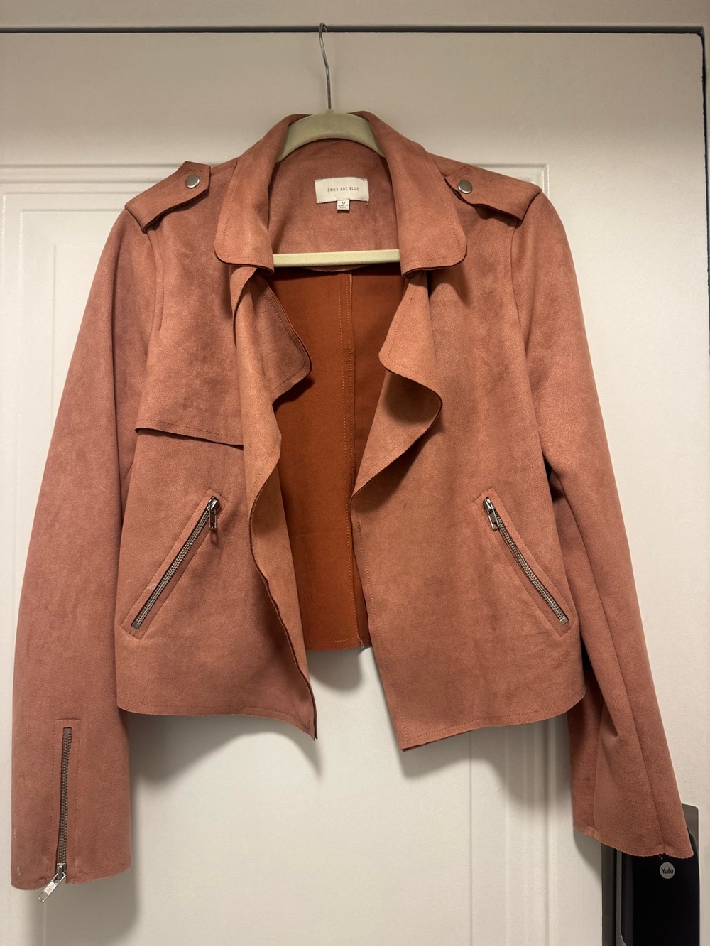 Skies Are Blue Suede Moto Jacket - Rosewood